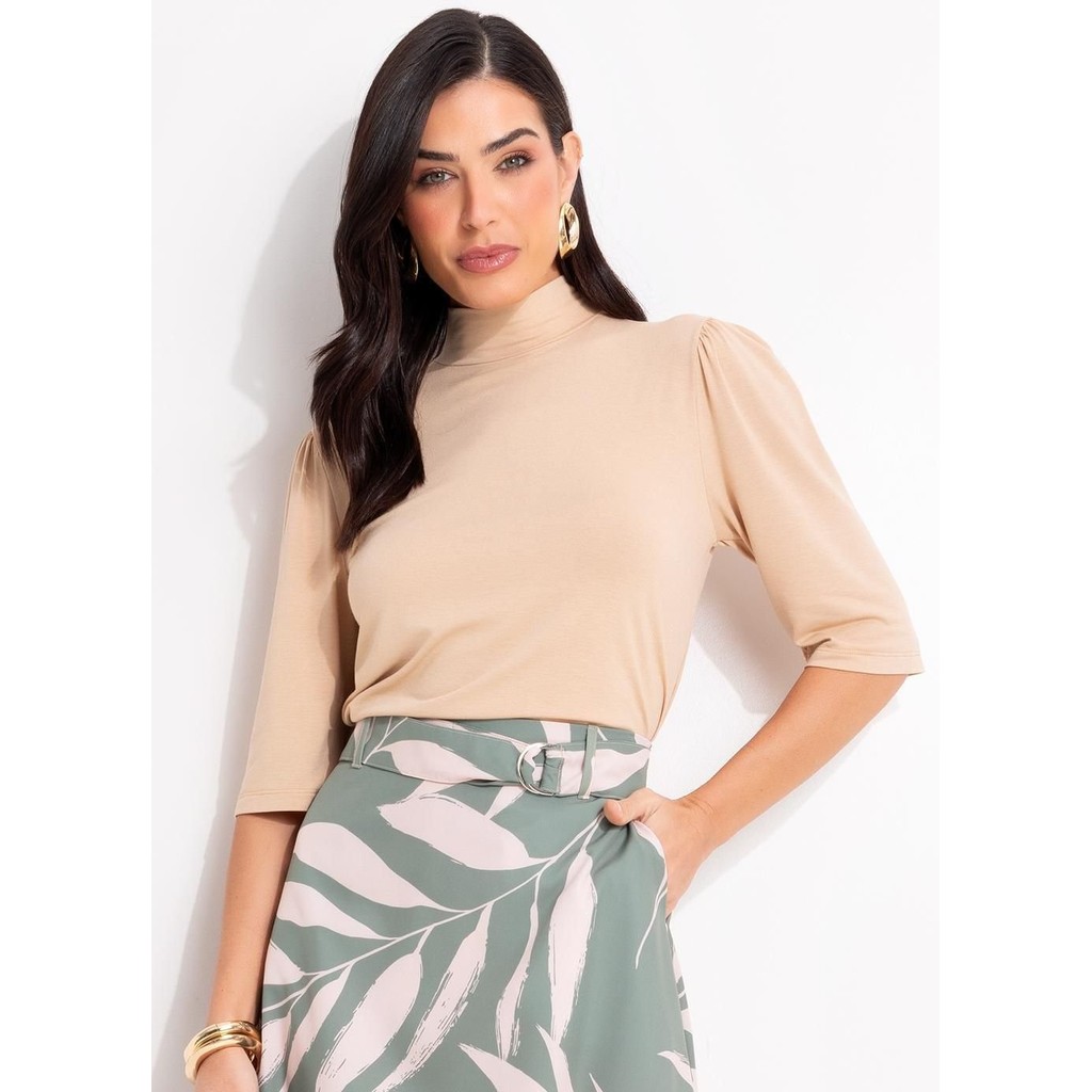 Blusa Em Malha De Viscose Bege Quintess