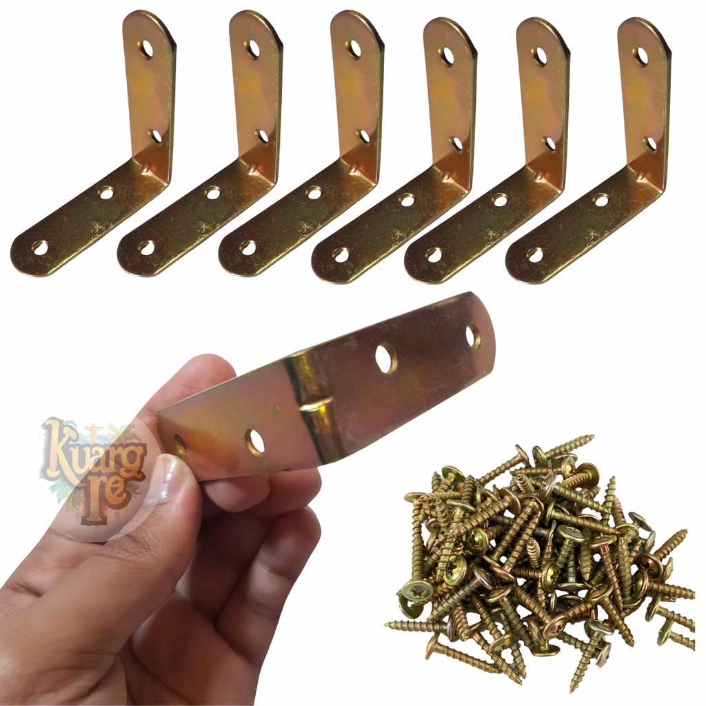 Kit 20pcs Cantoneiras 5.5x5.5 Cm L Reforço Moveis Cama Cadeira + Parafusos