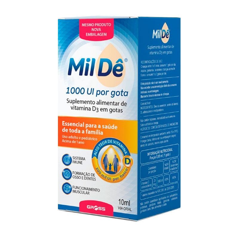 Suplemento Alimentar de Vitamina D3 MilDê 1000UI/Gota 10ml