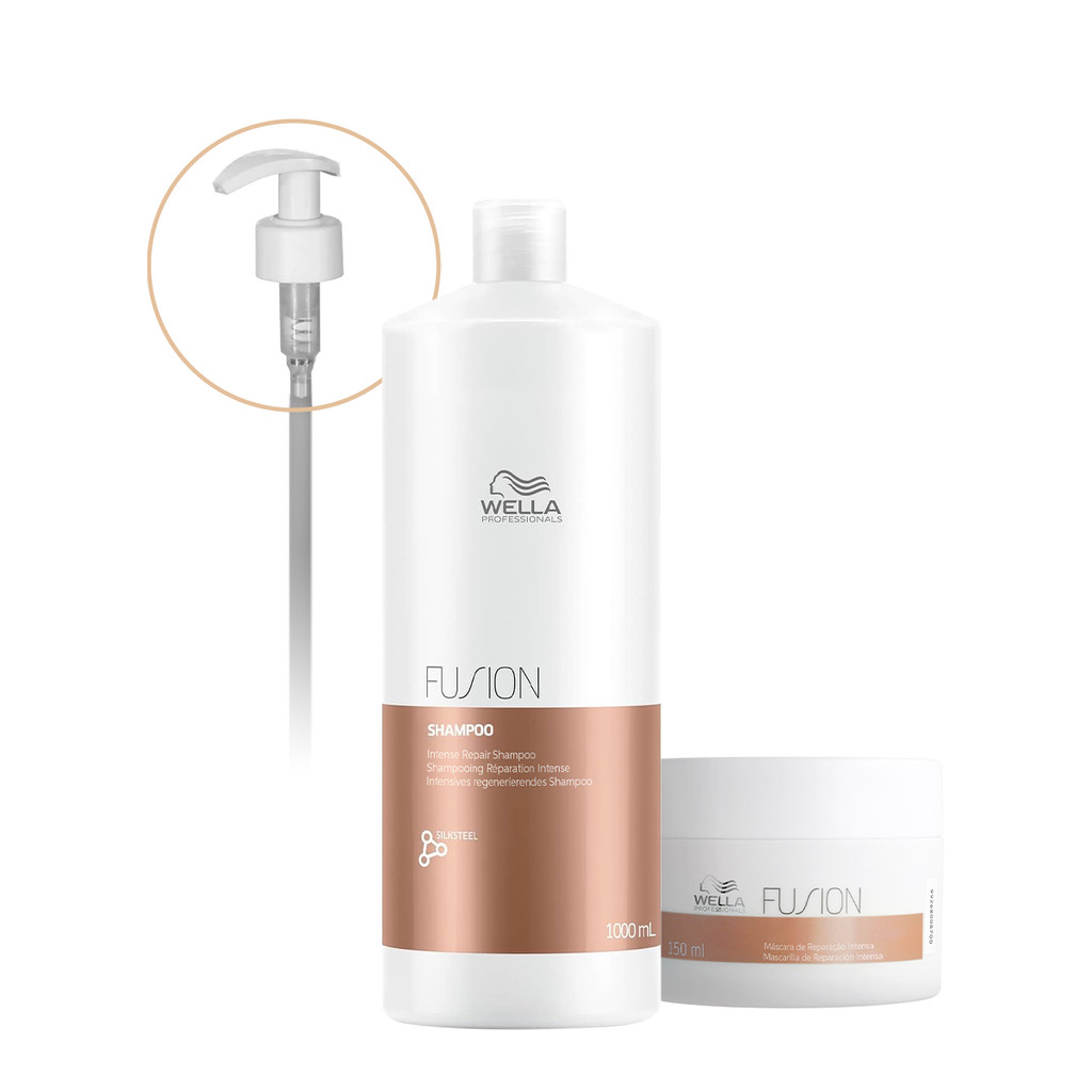 Kit Wella Professionals Fusion Shampoo Máscara 150 Válvula Pump (3 produtos) em Oferta na Shopee