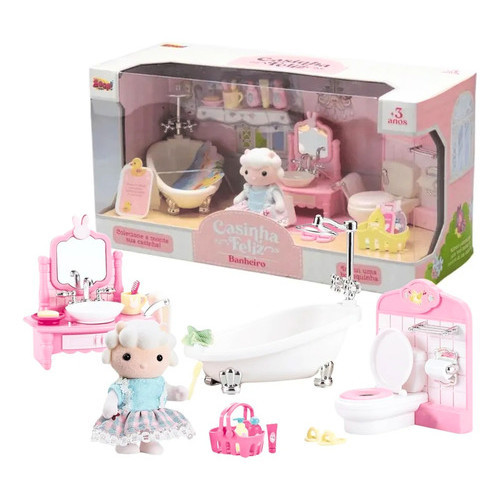 Casinha Feliz Coleção Banheiro Com 1 Boneca Completo- Zoop Toys