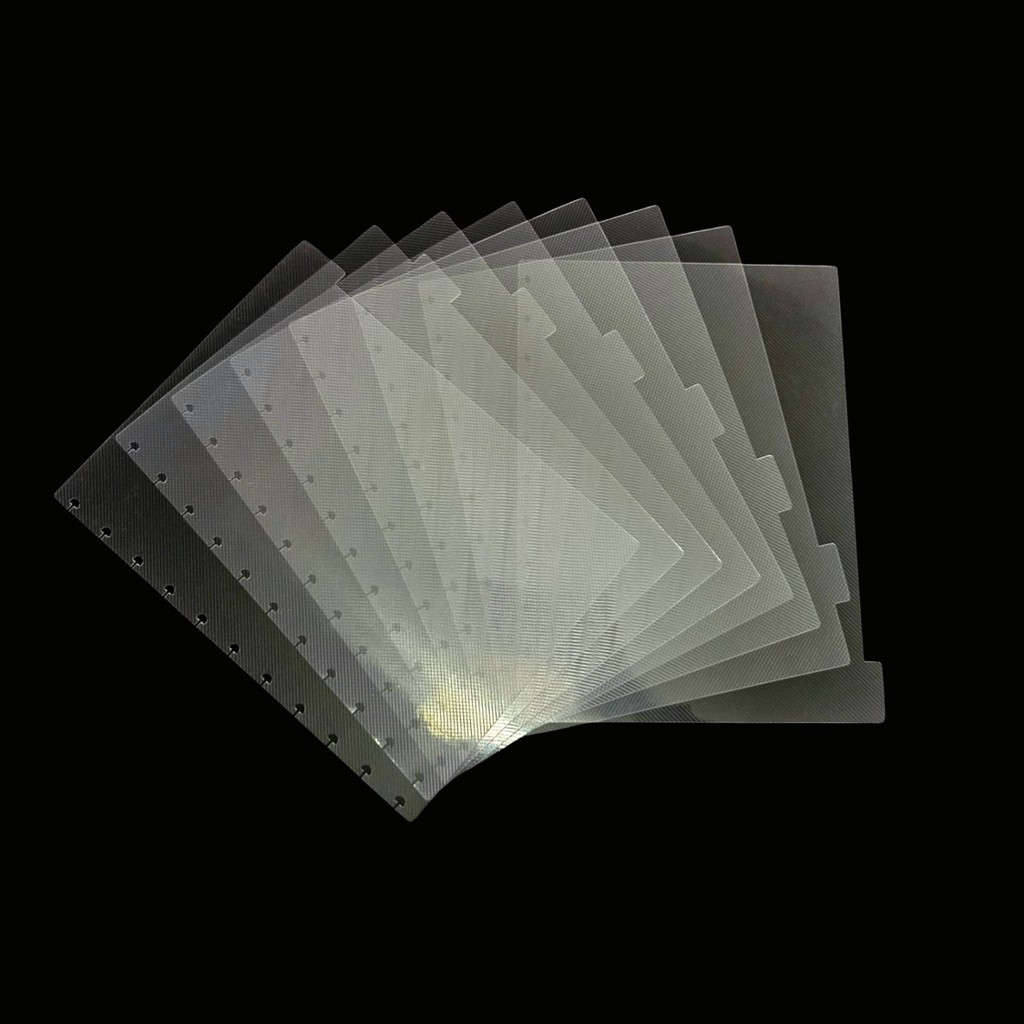 Kit Divisorias 8 Abas Caderno Discos Grande 11 Furos Transparente Inteligente