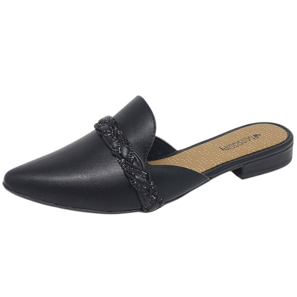 Sapato Mule Feminino Conforto Fácil Calce Strass Mississipi