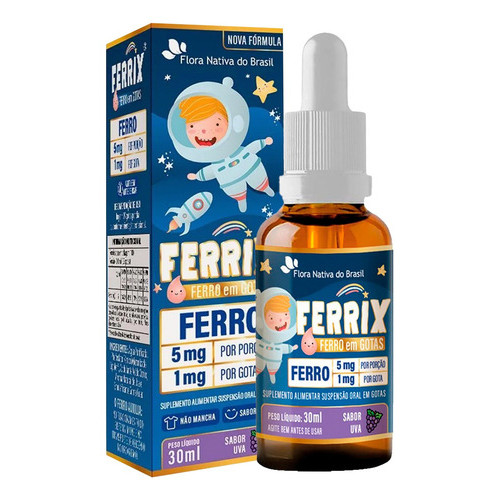 Suplemento Infantil Ferrix Ferro 5mg 30ml - Sabor Uva em Oferta na Shopee