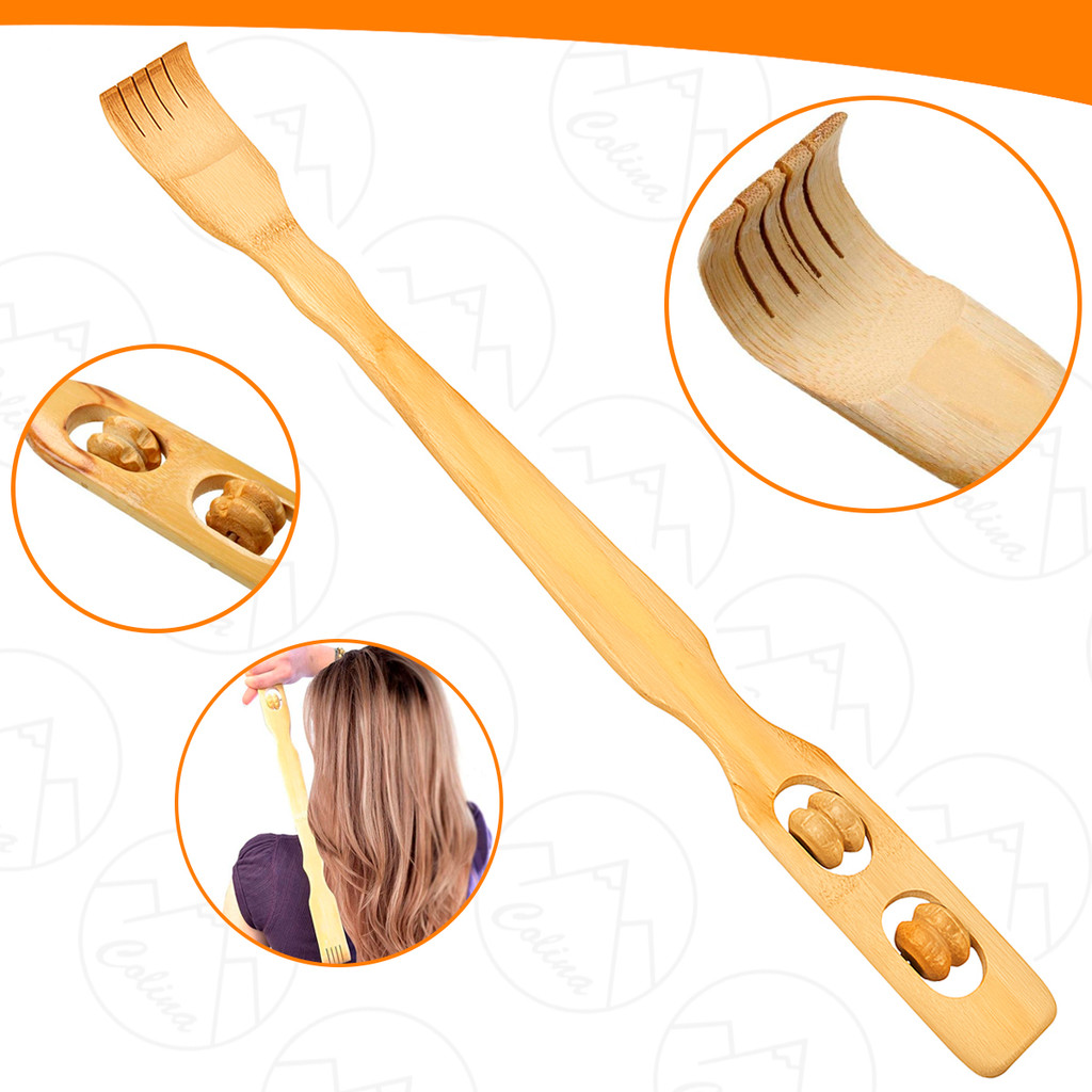 Coçador E Massageador Relaxante Mãozinhas De Bambu Para As Costas AntiStress