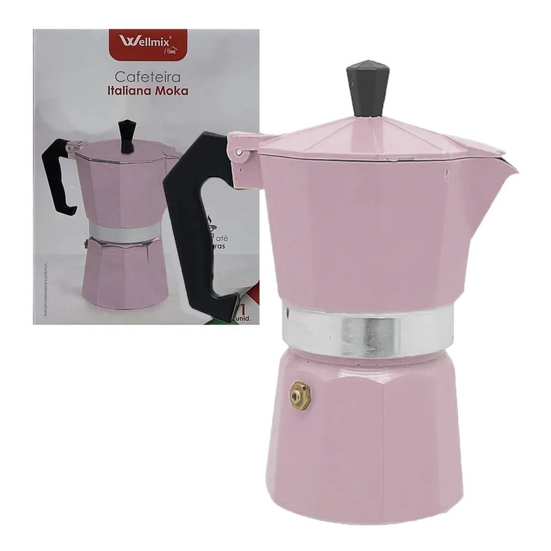 Cafeteira Italiana Alumínio 450ml 9 Xícaras Café Expresso Rose Cafeteira Moka Fogão