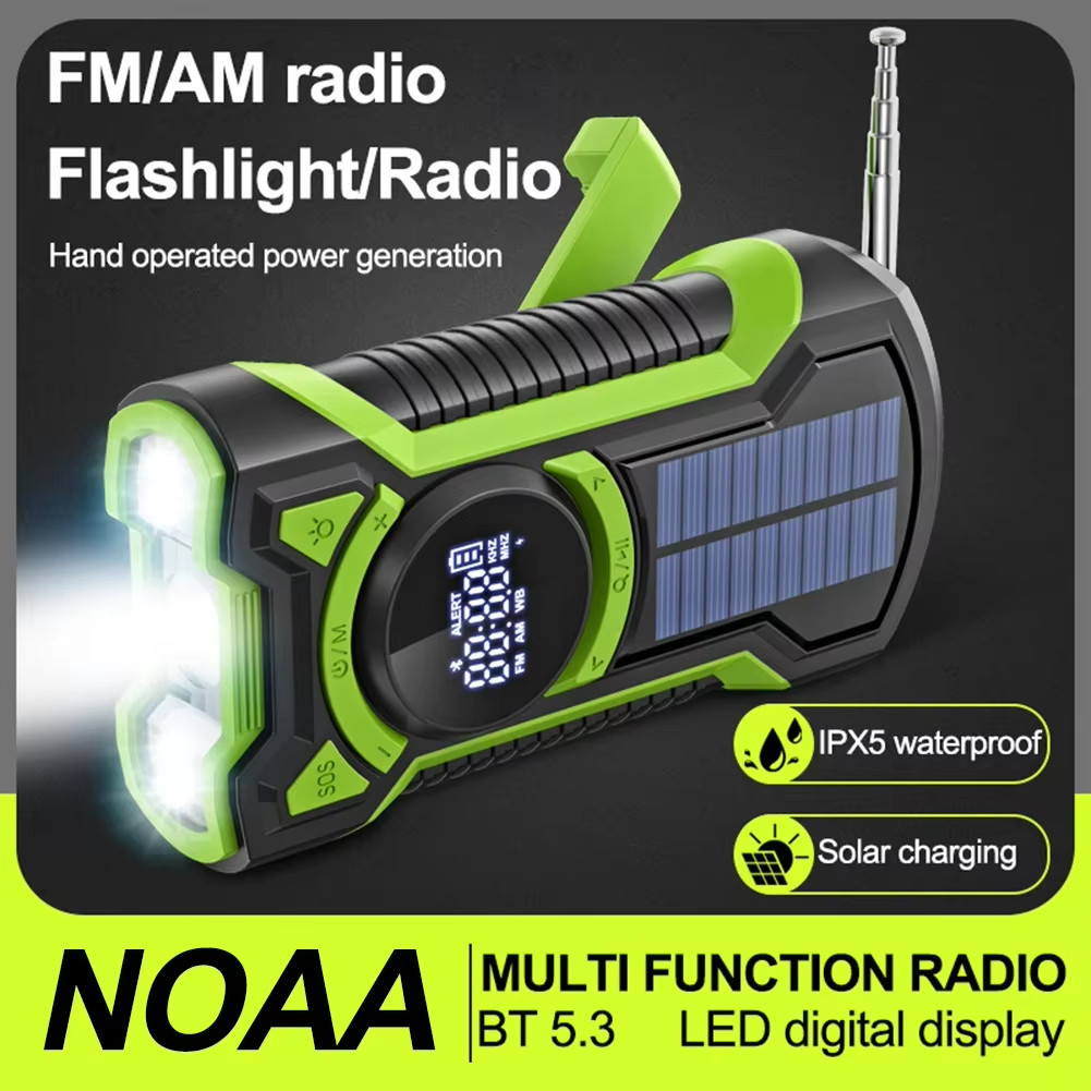 8000mAh Manivela Rádio De Energia Solar Portátil AM/FM/NOAA Meteorológico Com Lanterna LED Bluetooth 5.0 Alto-Falante Em