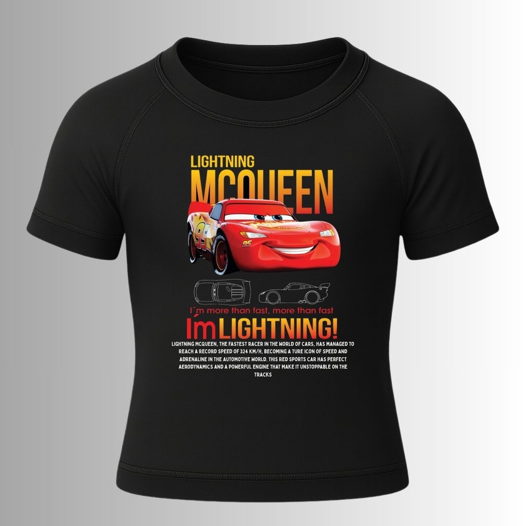 Camiseta Infantil Manga Curta Proteção Uv 50+ Estampa Carros Relâmpago MacQueen