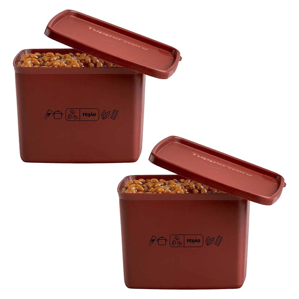 Kit com 2 Potes Herméticos Tupperware Jeitoso Mix Feijão Marrom 800ml em Oferta na Shopee
