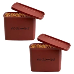 Kit 2 Potes Herméticos Tupperware Jeitoso Mix Feijão Marrom 800ml