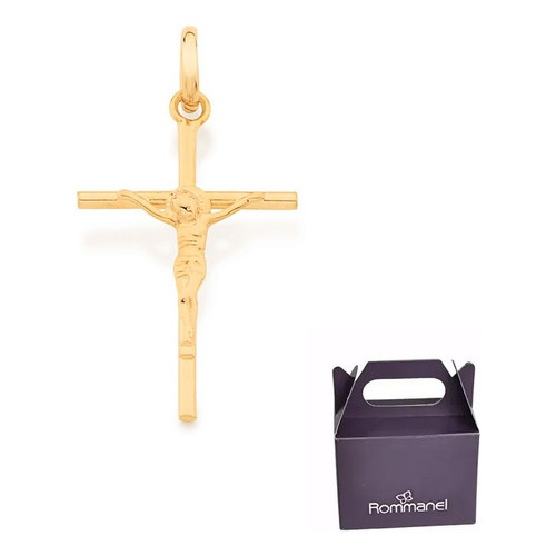 Pingente Rommanel Masculino Cruz Com Cristo 540027 Cor Dourado