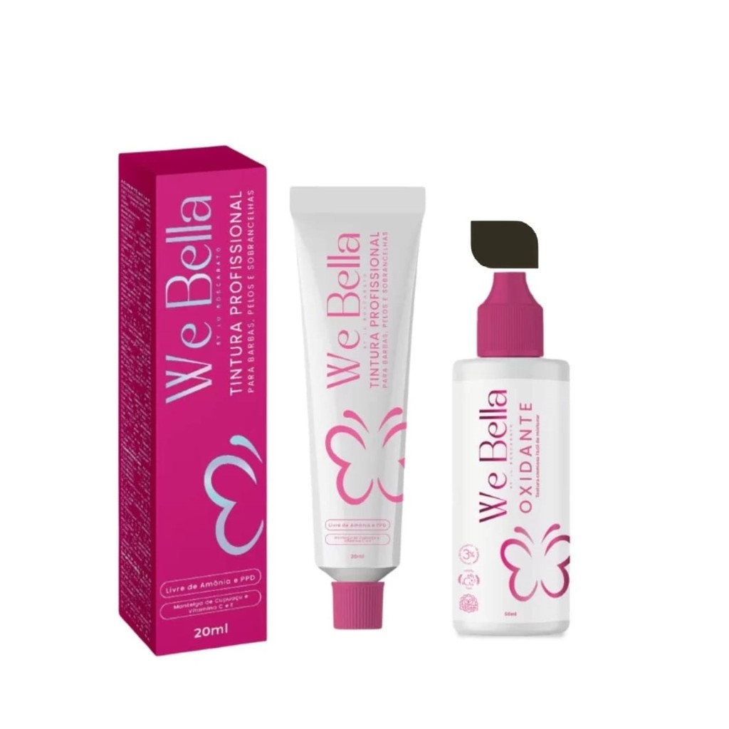 Oxidante Creme 50ml + Preto Intenso 20ml We Bella Cílios e Sobrancelhas