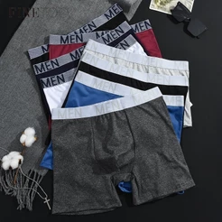 FINETOO Roupa Íntima Masculina De Algodão Boxer De Estilo Longo Confortável Com Personalizado E Moderno