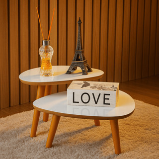 Conjunto 2 Mesas De Centro Francie Com Pés Plástico PVC Caramelo Para Sala De Estar Decorativa Elegante em Oferta na Shopee