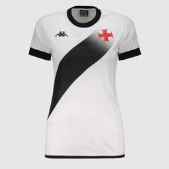 Camisa Kappa Vasco Supporter Graphik Feminina Branca e Preta