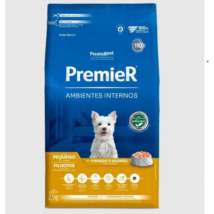 Raçao Premier Ambiente Interno Caes Filhote 2,5 KG