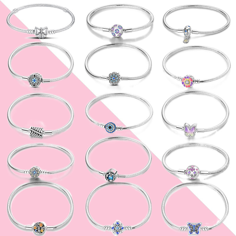 Pulseira de prata esterlina S925 100% Original, borboleta, árvore da vida, adequada para joias DIY, presente de aniversá