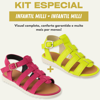Kit 2 Pares Sandália Infantil Papete Menina Confortável Leve Rasteira Milli em Oferta na Shopee