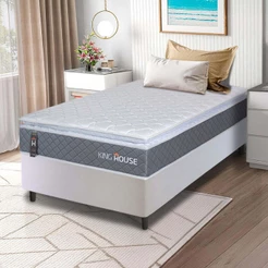 Conjunto Box Branco Luanda Cinza Espuma D28 Solteiro 88x188x62 - King House