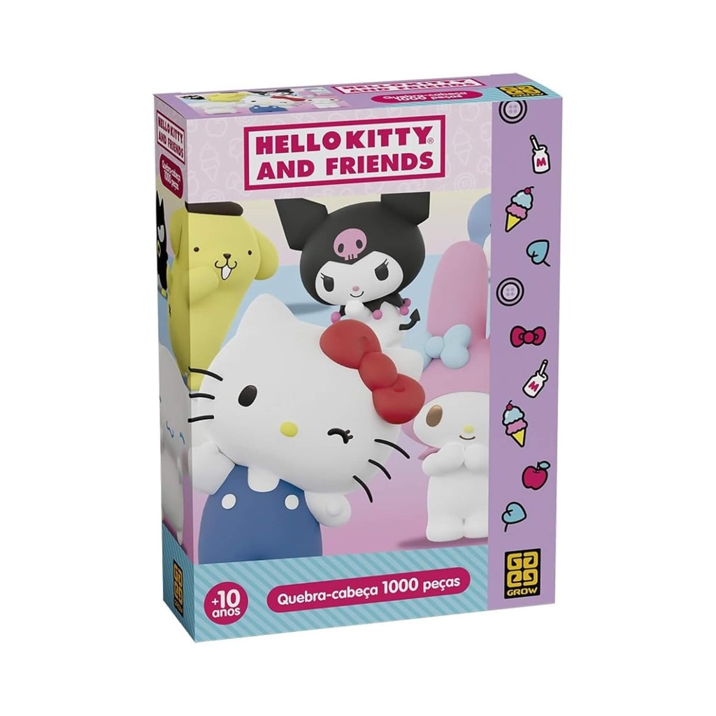 Quebra-cabeça 1000 peças Hello Kitty and Friends Grow - 04987 em Oferta na Shopee