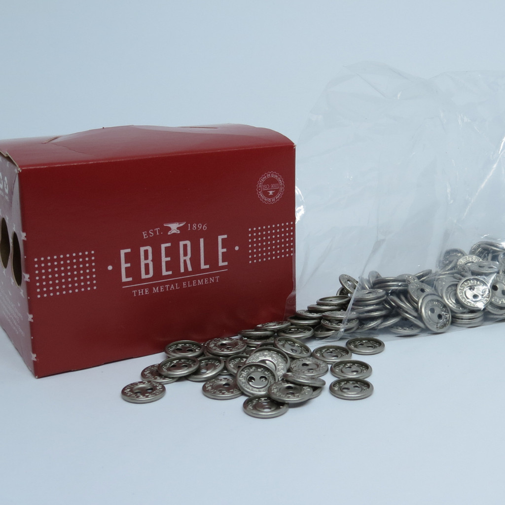 Botão Casear Eberle Ferro Níquel Fosco 2 Furos Pacote 200 Unidades Profissional BT3.130.2.2 Camisa
