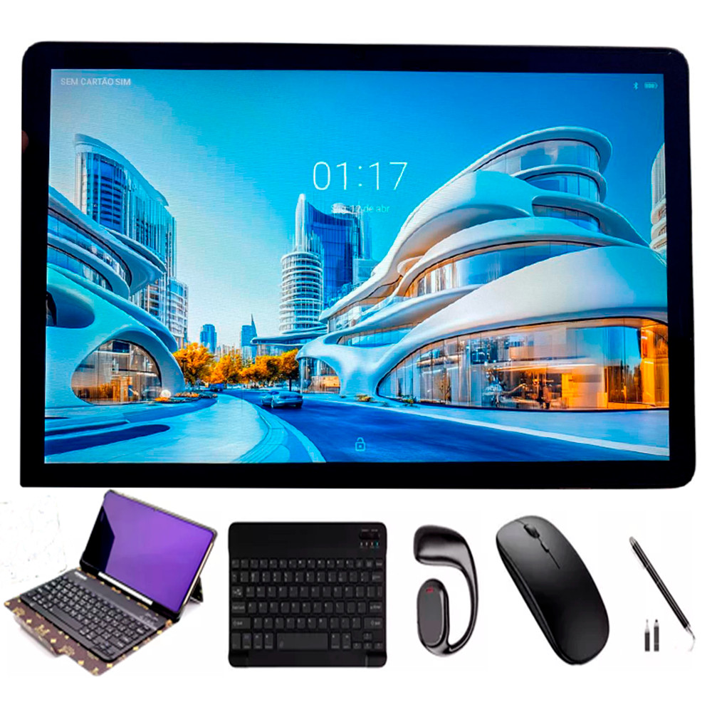Tablet PC 10.95 Polegadas 5G 6GB 256GB Teclado Mouse Capa Fone de Ouvido Entrada Para Chips