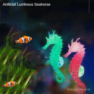   Adicionar à lista de desejos Decoração de aquário Aquascaping Cavalo-marinho de silicone luminoso artificial C EDOB