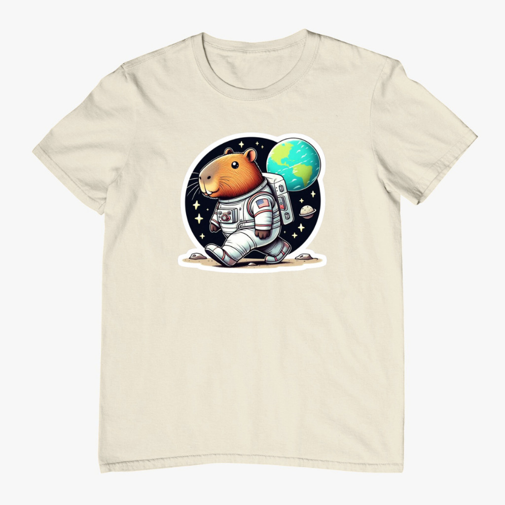 Camiseta Estampada Capivara Astronauta 100% Algodão- Envio Rapido