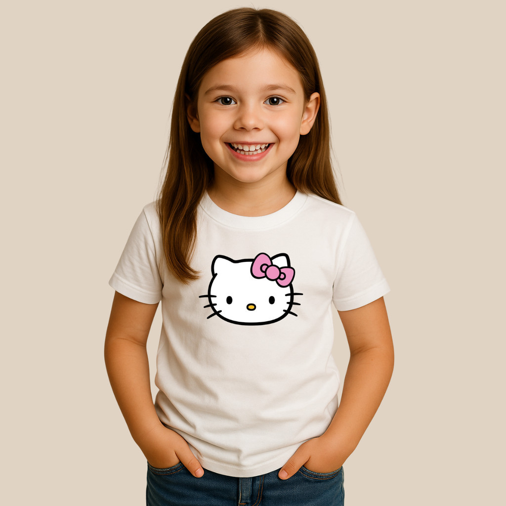 Camiseta Blusa hello kitty infantil menina camisa 100% algodão estampada hellokitty meninas estilosas para o dia a dia