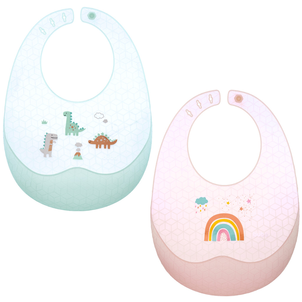 Babador de Silicone Magic Buba Impermeável Pega Migalhas Fecho Ajustável C/ Estojo Para Transporte