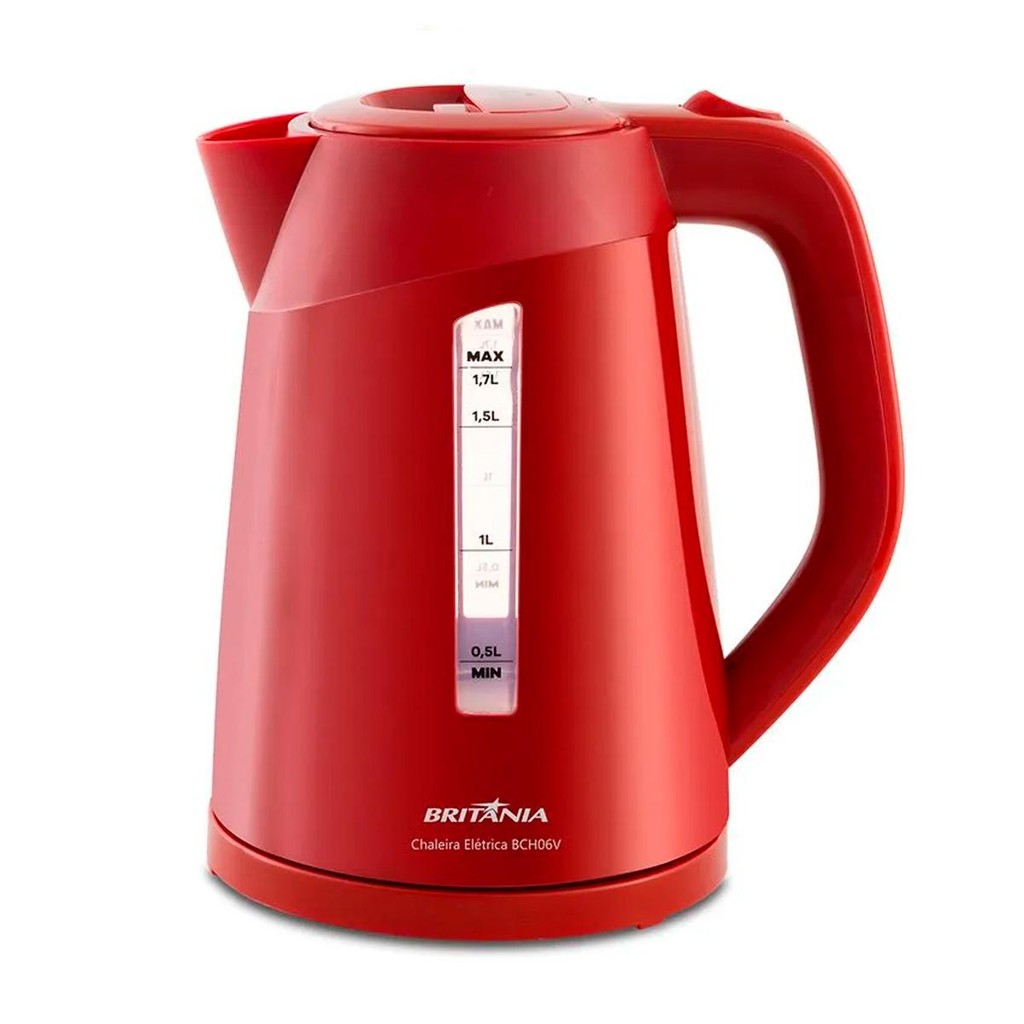 Chaleira Elétrica 1,7L Aço Escovado Vermelha BCH06 - Britânia