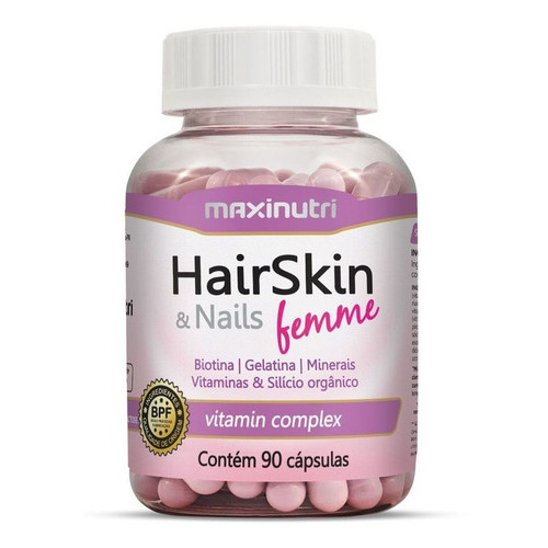 Hair Skin & Nails Femme Biotina 90 Cápsulas Maxinutri em Oferta na Shopee