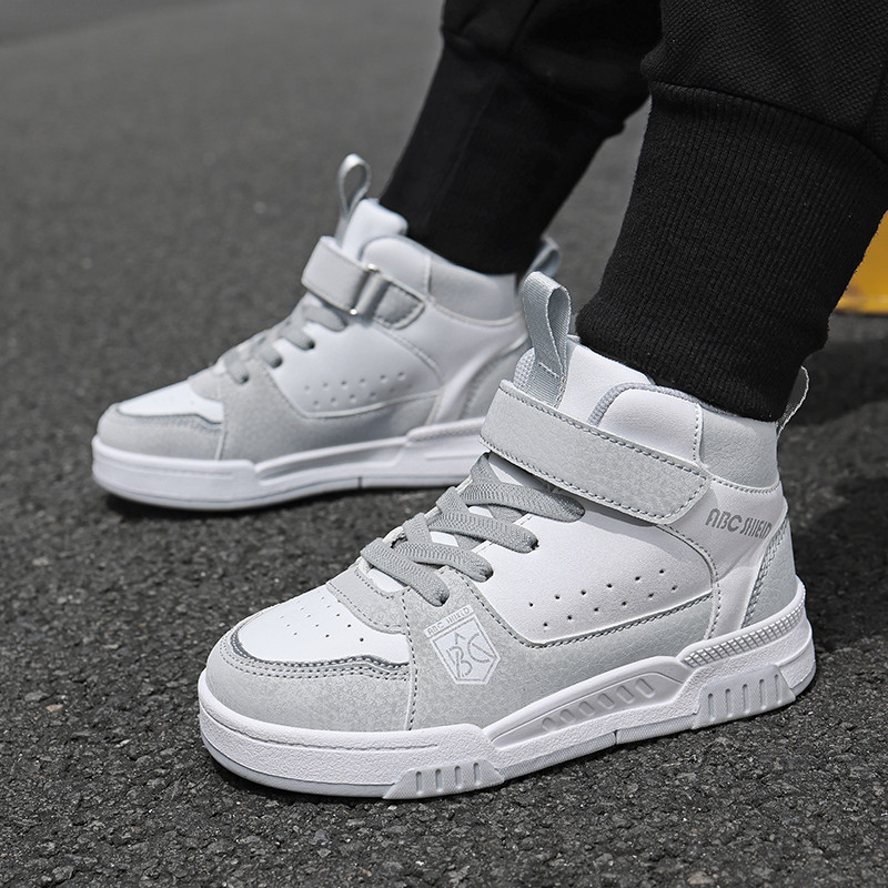 ABC SHIELD Sapatos infantis meninos tênis de cano alto outono inverno couro à prova d'água médio grande crianças calçado