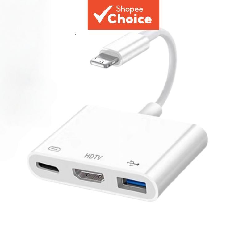OTG 3 Em 1 Para iOS HDMI HDTV Adaptador USB De Carregamento Audio Video Sync Hub Pro