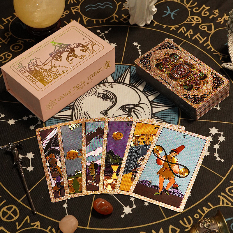[Estoque pronto, envio rápido] Witte Tarot Gold Foil Rose Gold Tarot Popular Tarot Plástico Tarot