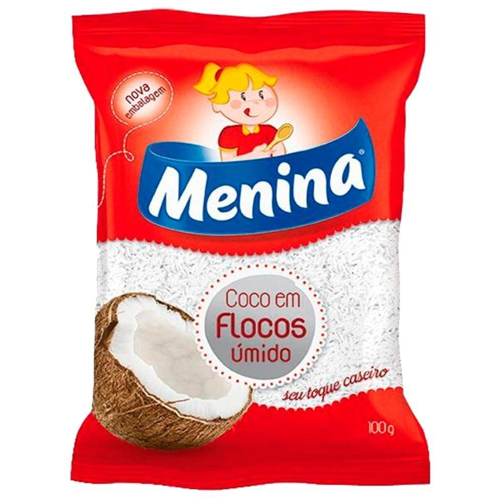 Coco em Flocos Menina Úmido Adoçado 100g - Embalagem com 24 Unidades