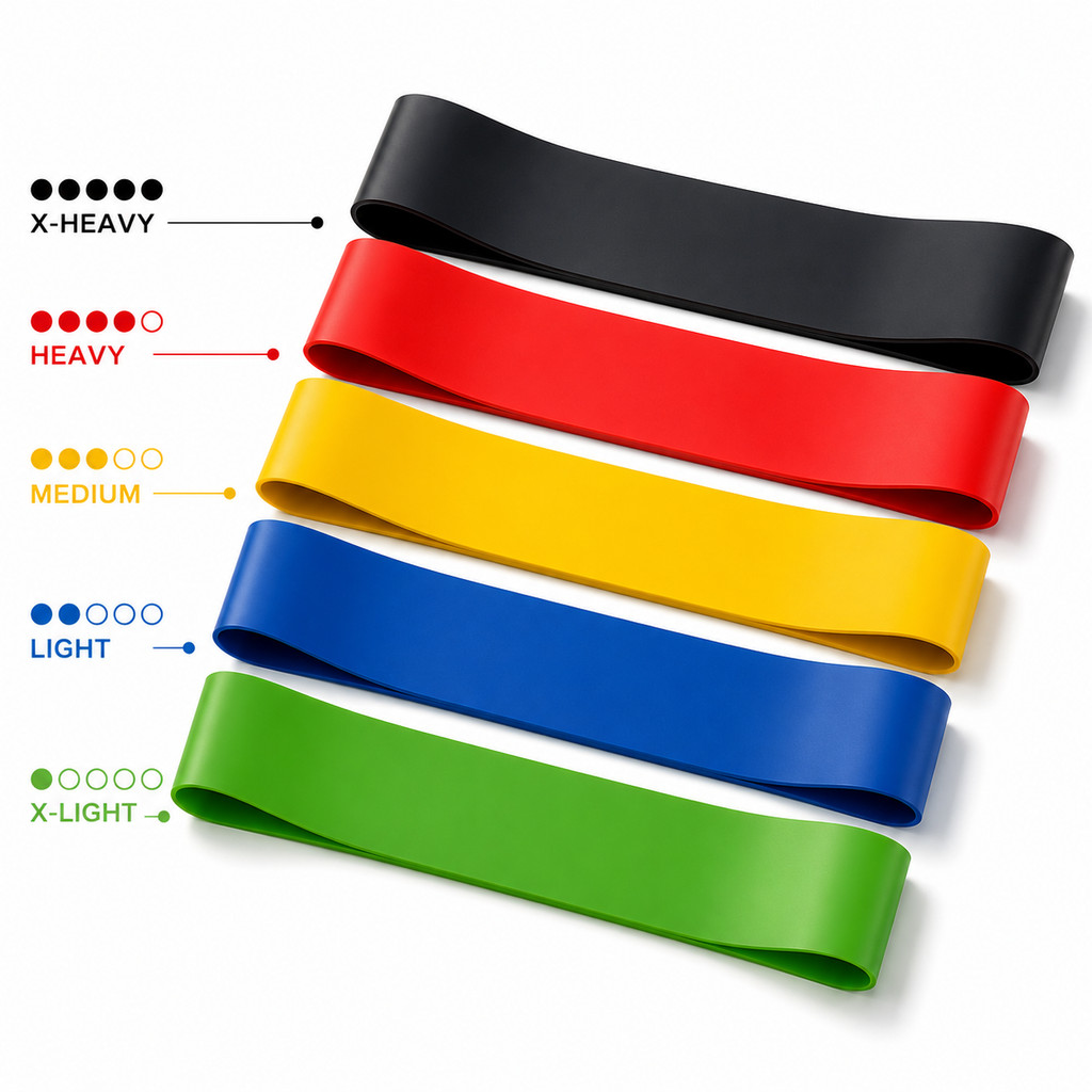 Kit 5 Faixa Elástica Super Mini Band Extensor Elástico Treino Resistência Funcional Academia Pilates Fisioterapia Yoga