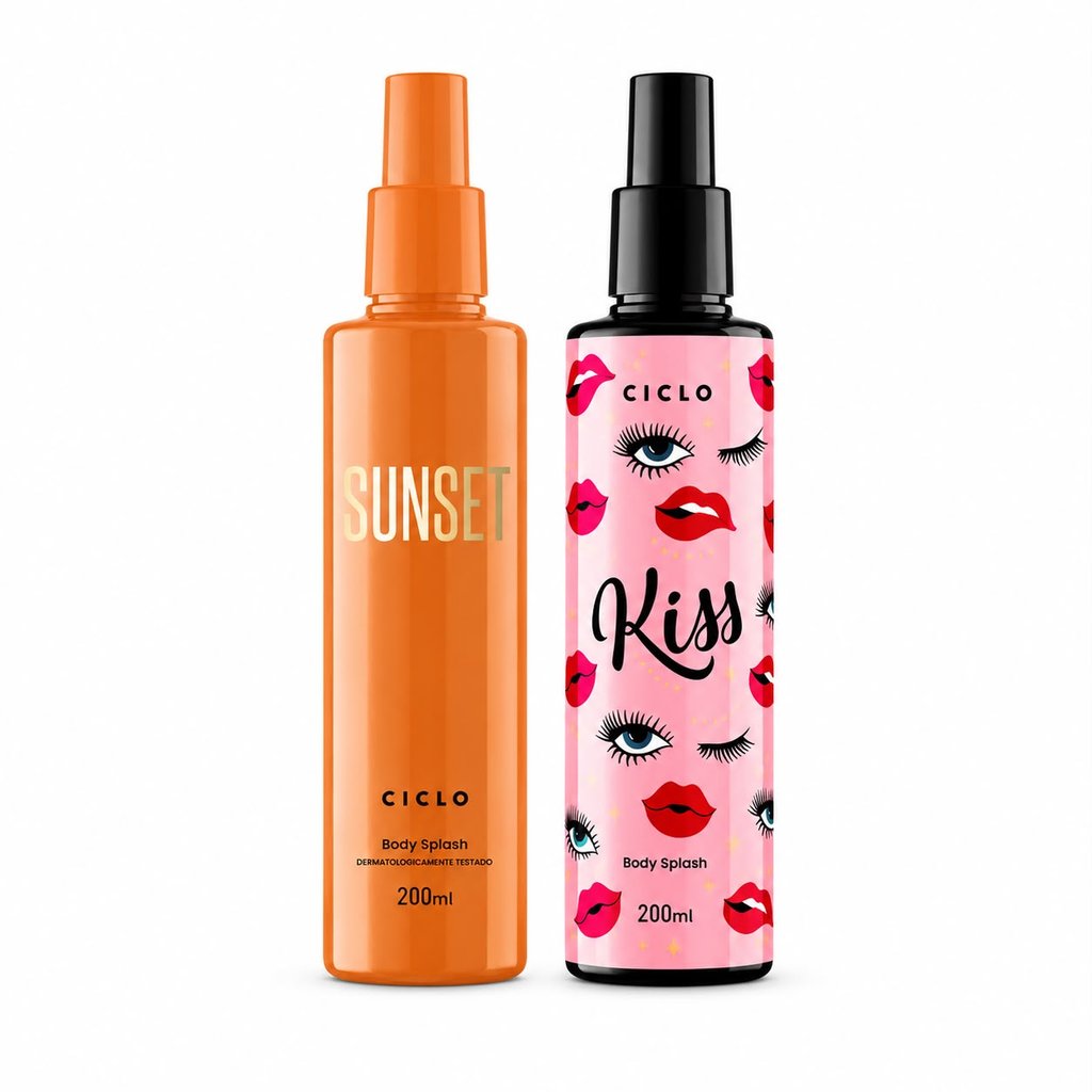 KIT CICLO BODY SPLASH SUNSET CÍTRICO FLORAL 200ML + BODY SPLASH KISS FLORAL ORIENTAL 200ML