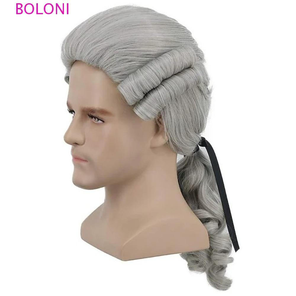 BOLONI Barroco Cosplay Peruca Encaracolada , Perucas Masculinas De Luxo Advogado Juiz , Branco Preto Masculino Traje
