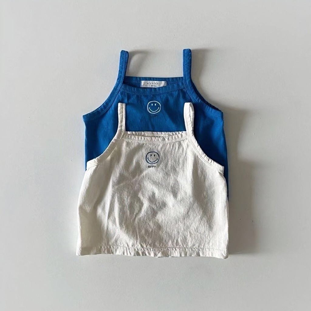 Ins versão coreana verão masculino feminino bebê camisola fina sem mangas topo crianças dos desenhos animados impresso c
