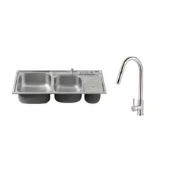 Kit Cuba Dupla Gourmet Nukini e Torneira Misturador Monocomando Iriri Pingoo.casa - Prata