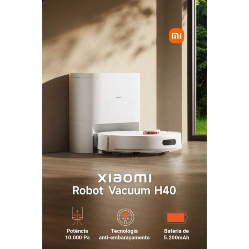 Robô Aspirador Xiaomi H40 – 10000Pa, Mapeamento a Laser, Autoesvaziamento, 2 em 