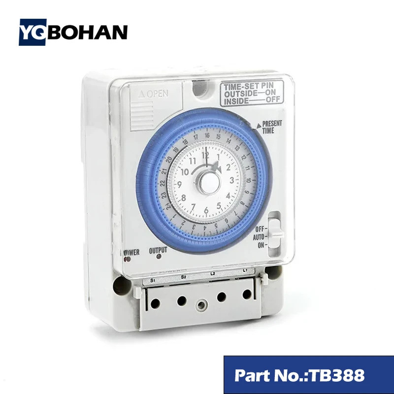Temporizador Analógico Mecânico TB35N TB388 com Interruptores CE de 15A, Interruptor de Luz, Relé de Controle de Tempo,