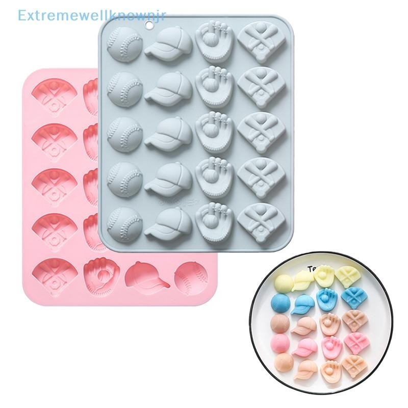 EJBR 20 Cavidade Moldes De Chocolate De Beisebol Tema Esportivo Molde De Silicone Softball Luva Para Doces Quente
