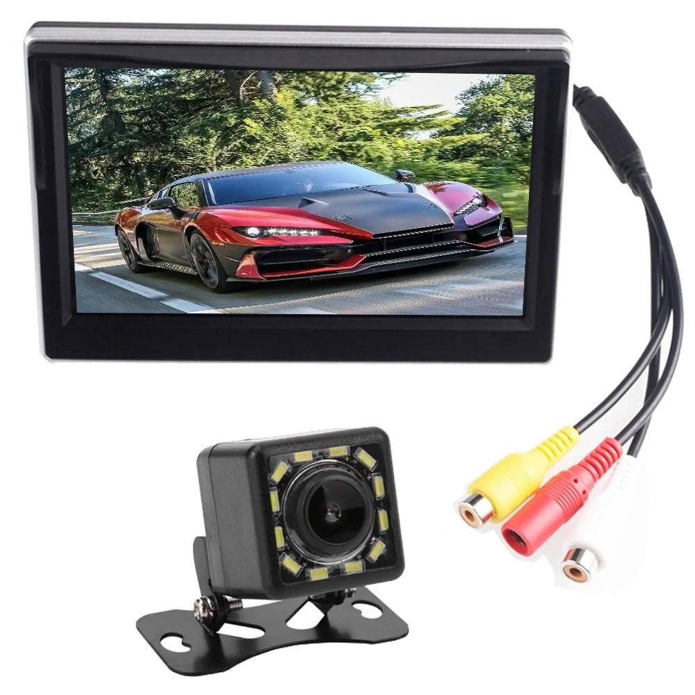 Tela LCD TFT Colorida Para Carro , 5.0', Câmera Retrovisora Reversa De Suporte NTSC/PAL , Sistema De Vídeo , Monitor