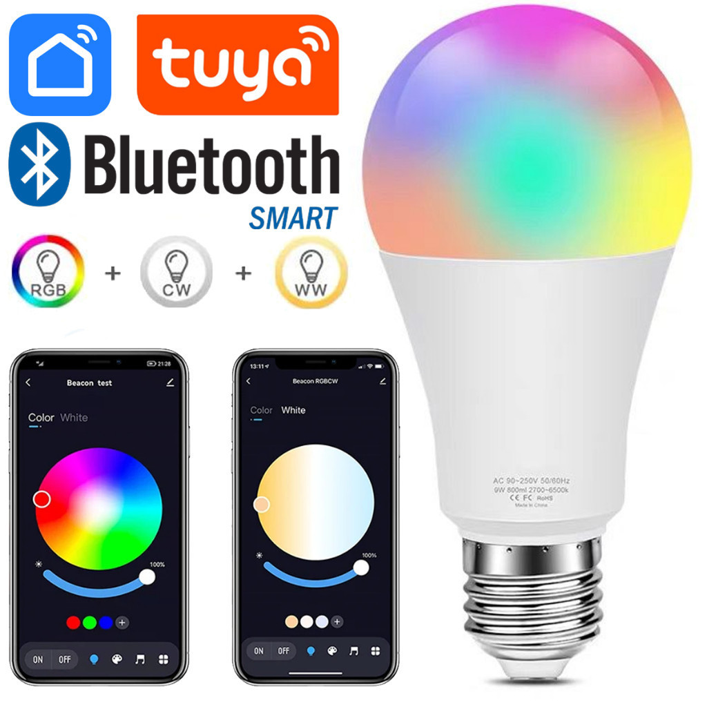 Lâmpada Led Inteligente Bluetooth ou Wifi Compatível TUYA，Smart，Alexa，Google Assistente E27 10W/15W