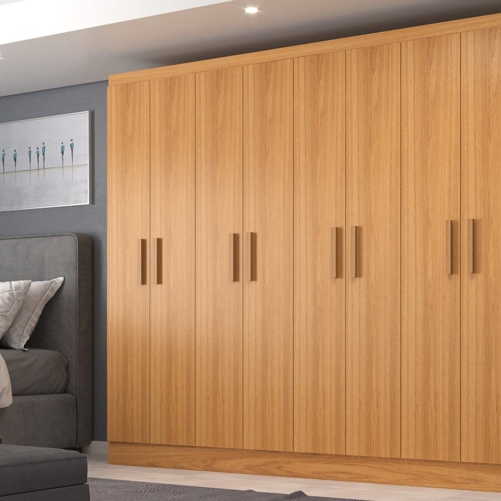 Móveis para Quarto Guarda-Roupa 8 Portas Paris Amarelo/Cinnamomo