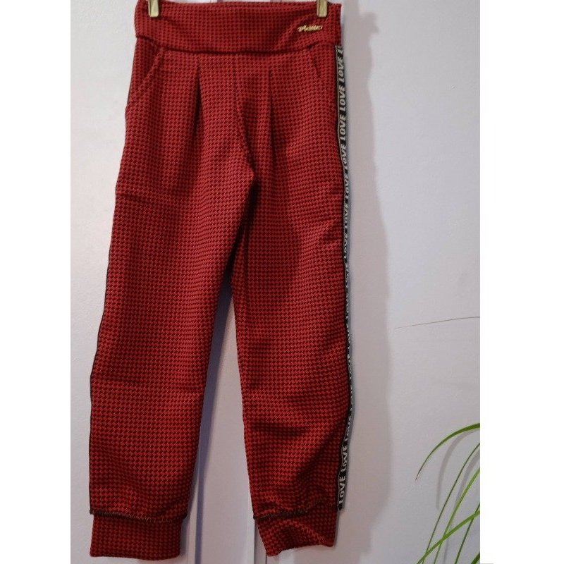 Calça Jogger Infantil Pied De Poule Xadrez Vermelha  - Pic Nic