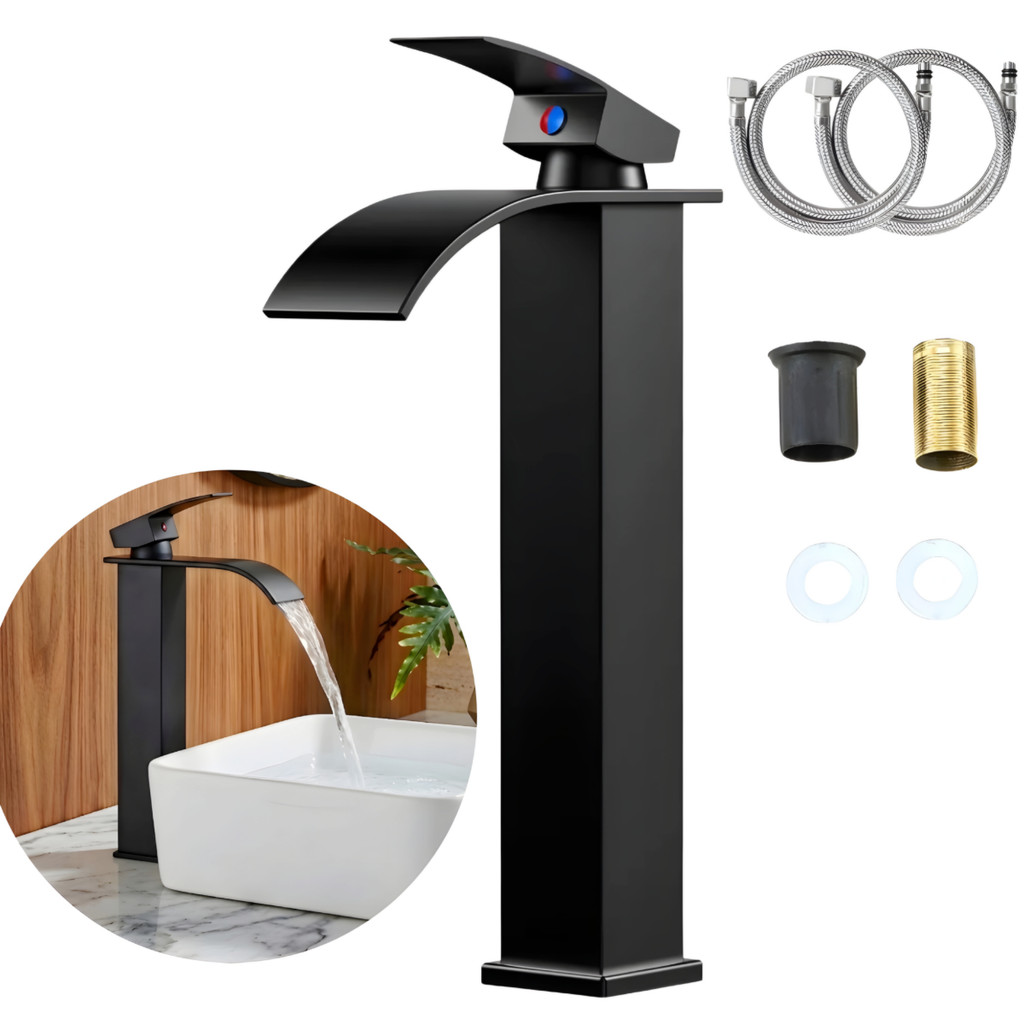 Torneira Monocomando Banheiro Inox Bica Alta Cuba De Apoio Sobrepor Lavabo