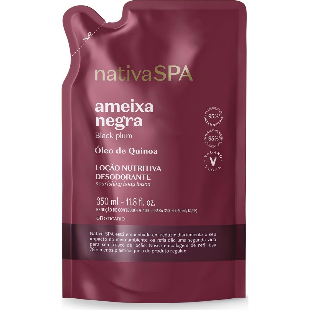 Refil Loção Desodorante Hidratante Corporal Nativa SPA Ameixa Negra 350ml O Boticário